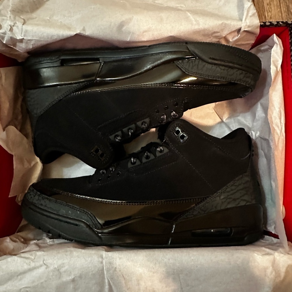 New With Box Jordan 3 “Black Cat” 2025 Men’s Size 9.5 Women’s Size 11 - Picture 9 of 16